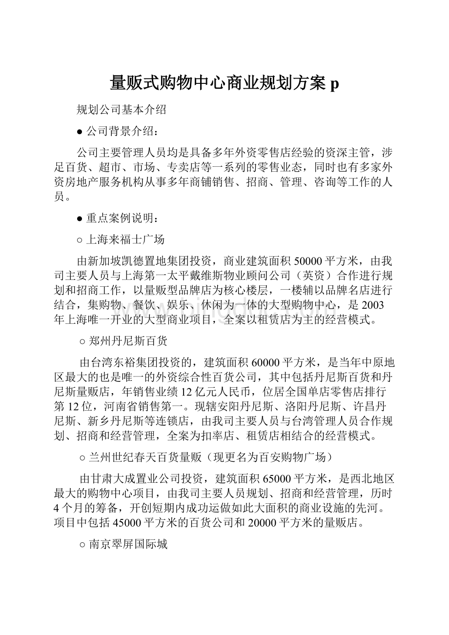 量贩式购物中心商业规划方案p.docx