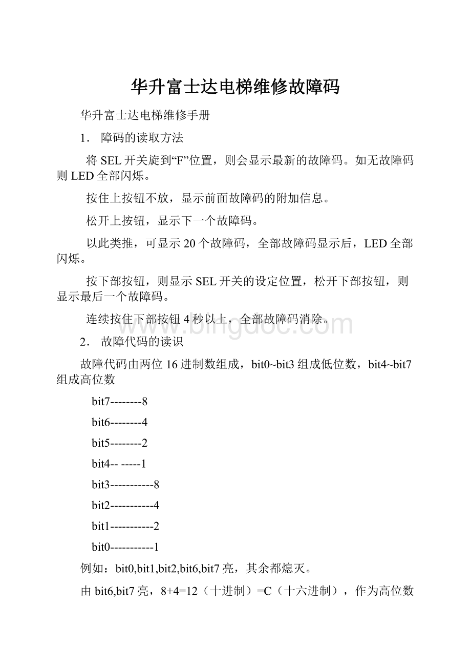 华升富士达电梯维修故障码.docx_第1页