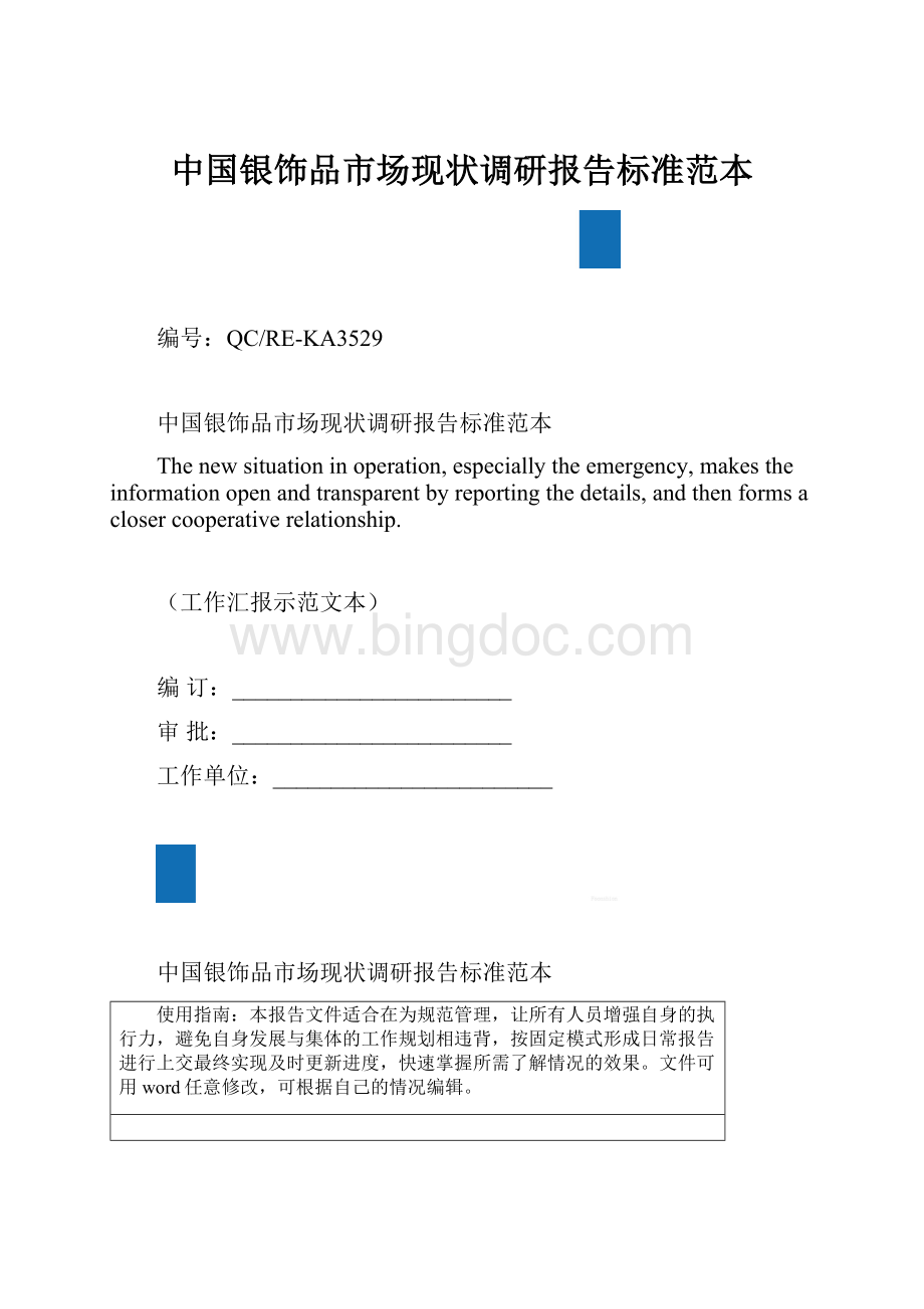 中国银饰品市场现状调研报告标准范本.docx