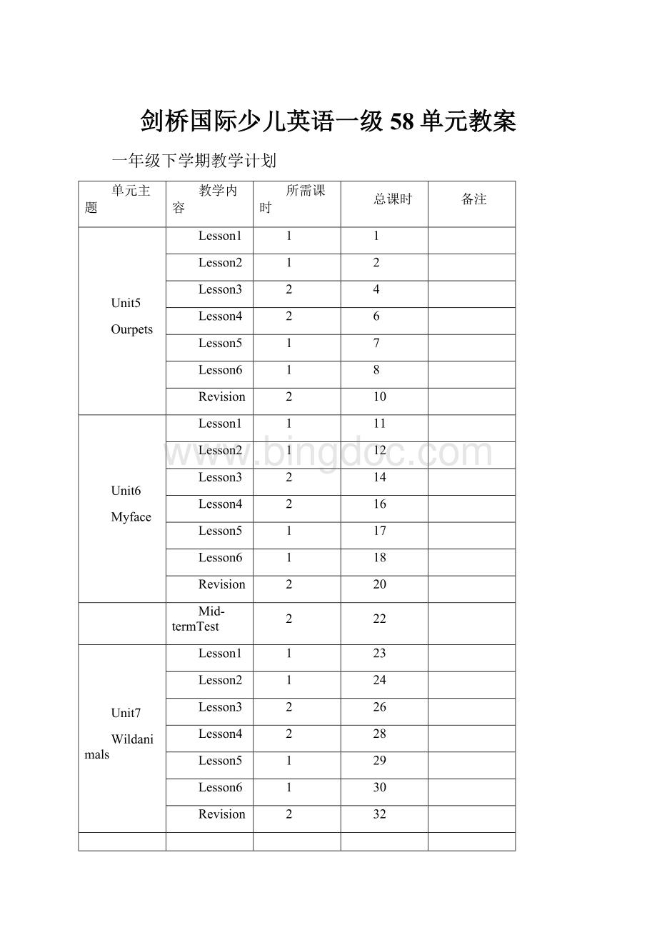 剑桥国际少儿英语一级58单元教案.docx_第1页