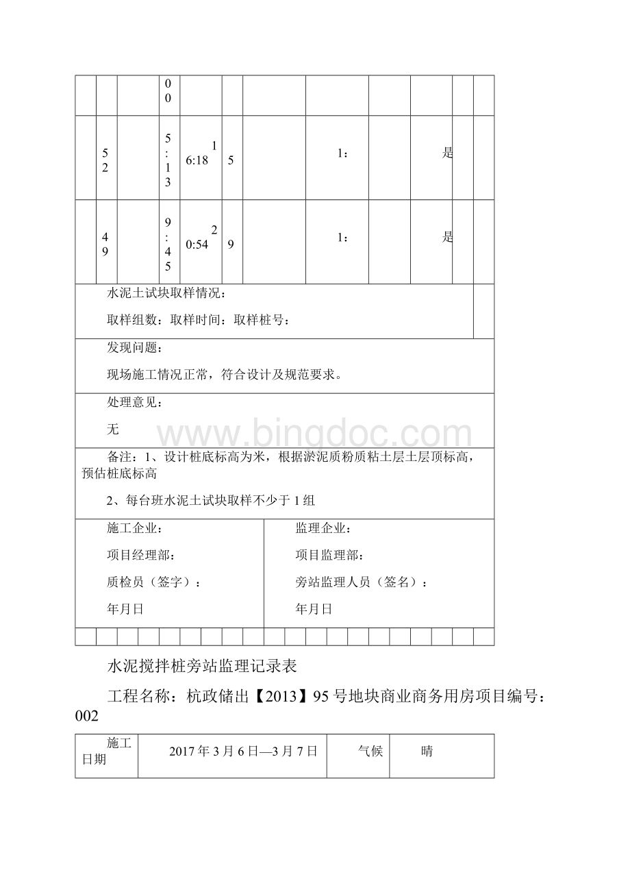 水泥搅拌桩旁站监理记录表.docx_第3页