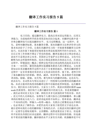 翻译工作实习报告5篇.docx