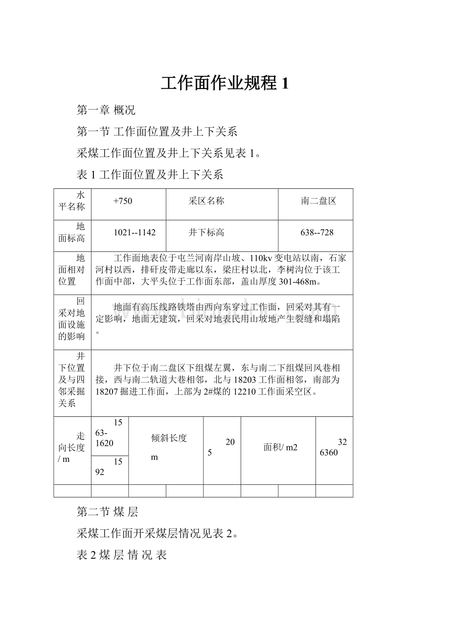 工作面作业规程 1.docx