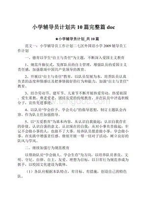 小学辅导员计划共10篇完整篇doc.docx