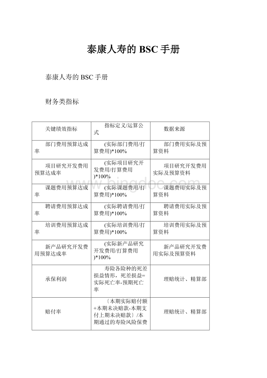 泰康人寿的BSC手册.docx