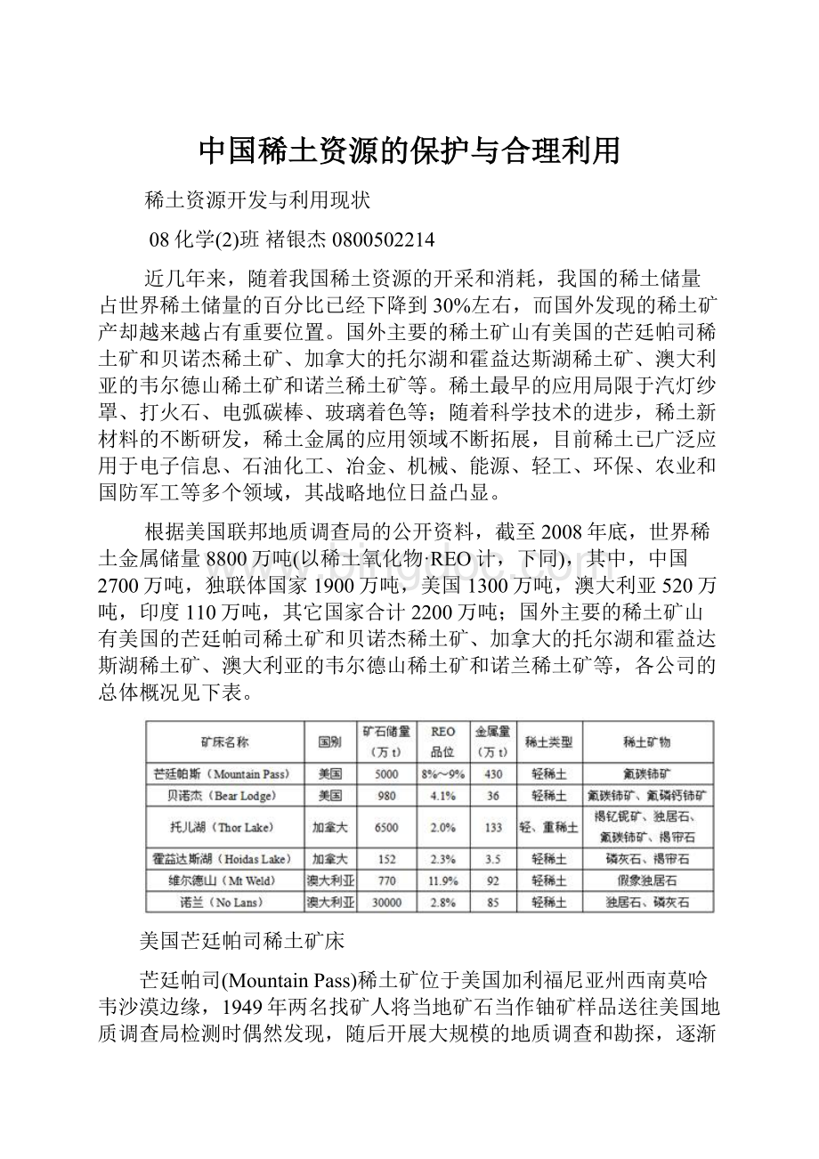 中国稀土资源的保护与合理利用.docx_第1页