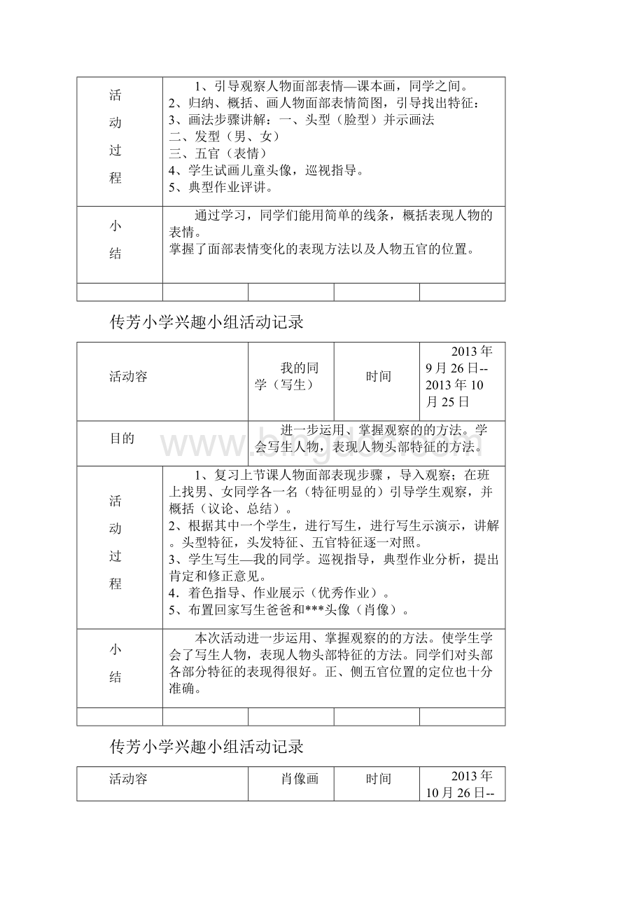 小学美术兴趣小组活动记录表.docx_第2页