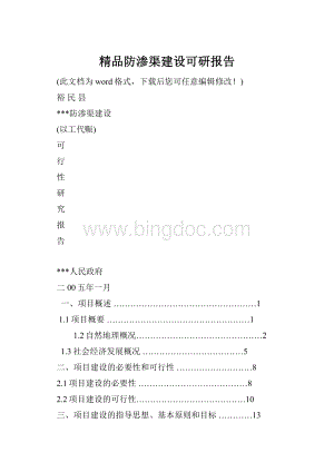 精品防渗渠建设可研报告.docx