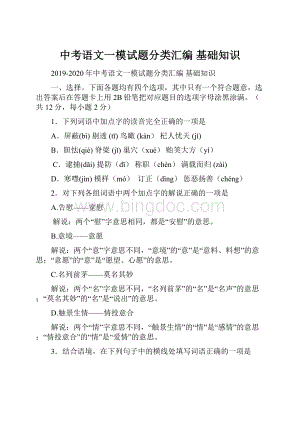 中考语文一模试题分类汇编 基础知识.docx