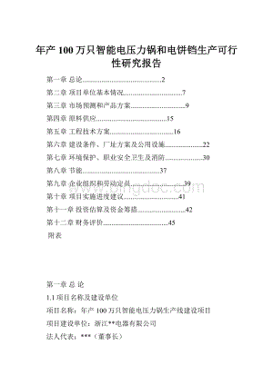 年产100万只智能电压力锅和电饼铛生产可行性研究报告.docx