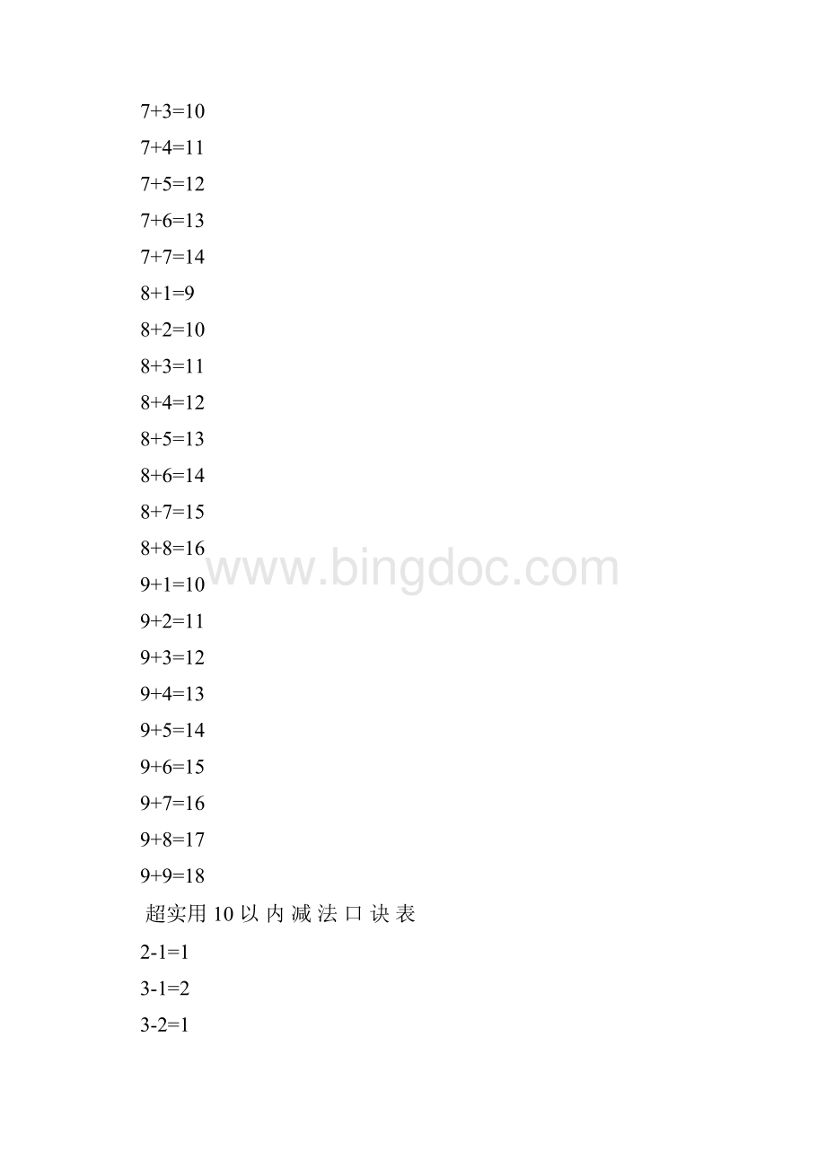 超实用1020以内的加减法口诀表.docx_第2页