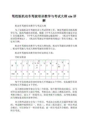 驾校版机动车驾驶培训教学与考试大纲 xin详解.docx