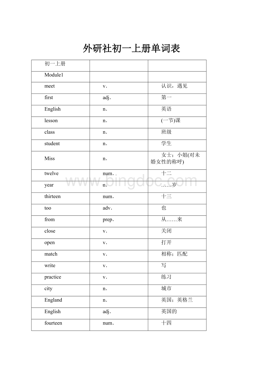 外研社初一上册单词表.docx_第1页