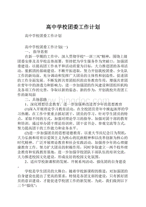 高中学校团委工作计划.docx