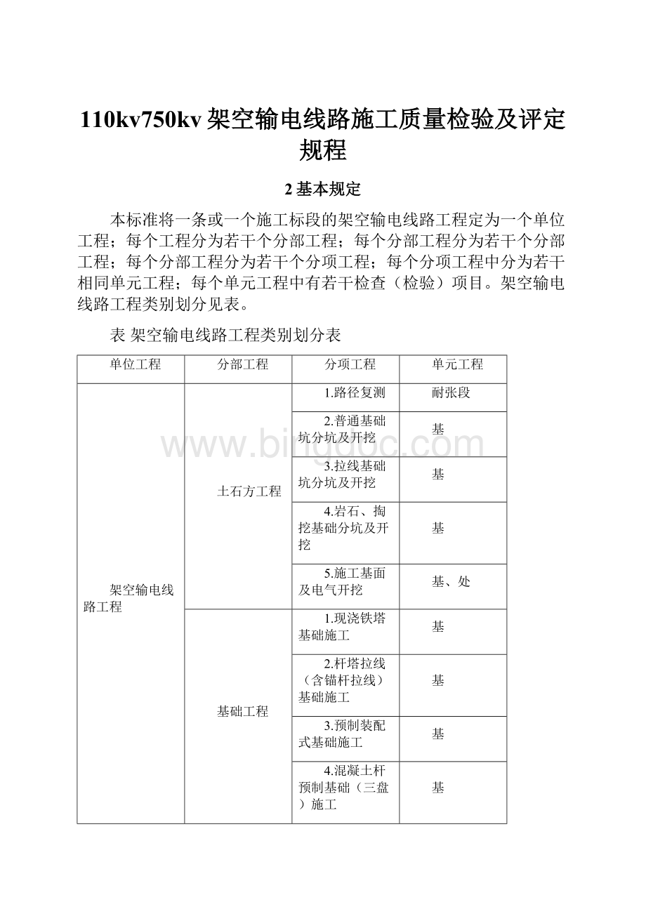 110kv750kv架空输电线路施工质量检验及评定规程.docx_第1页