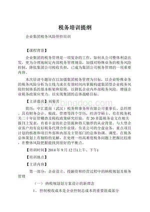 税务培训提纲.docx