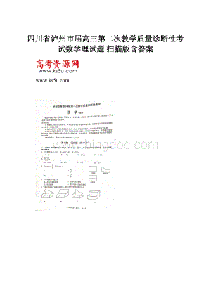 四川省泸州市届高三第二次教学质量诊断性考试数学理试题 扫描版含答案.docx