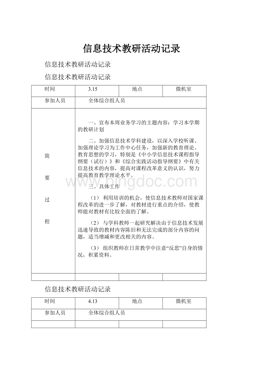 信息技术教研活动记录.docx_第1页