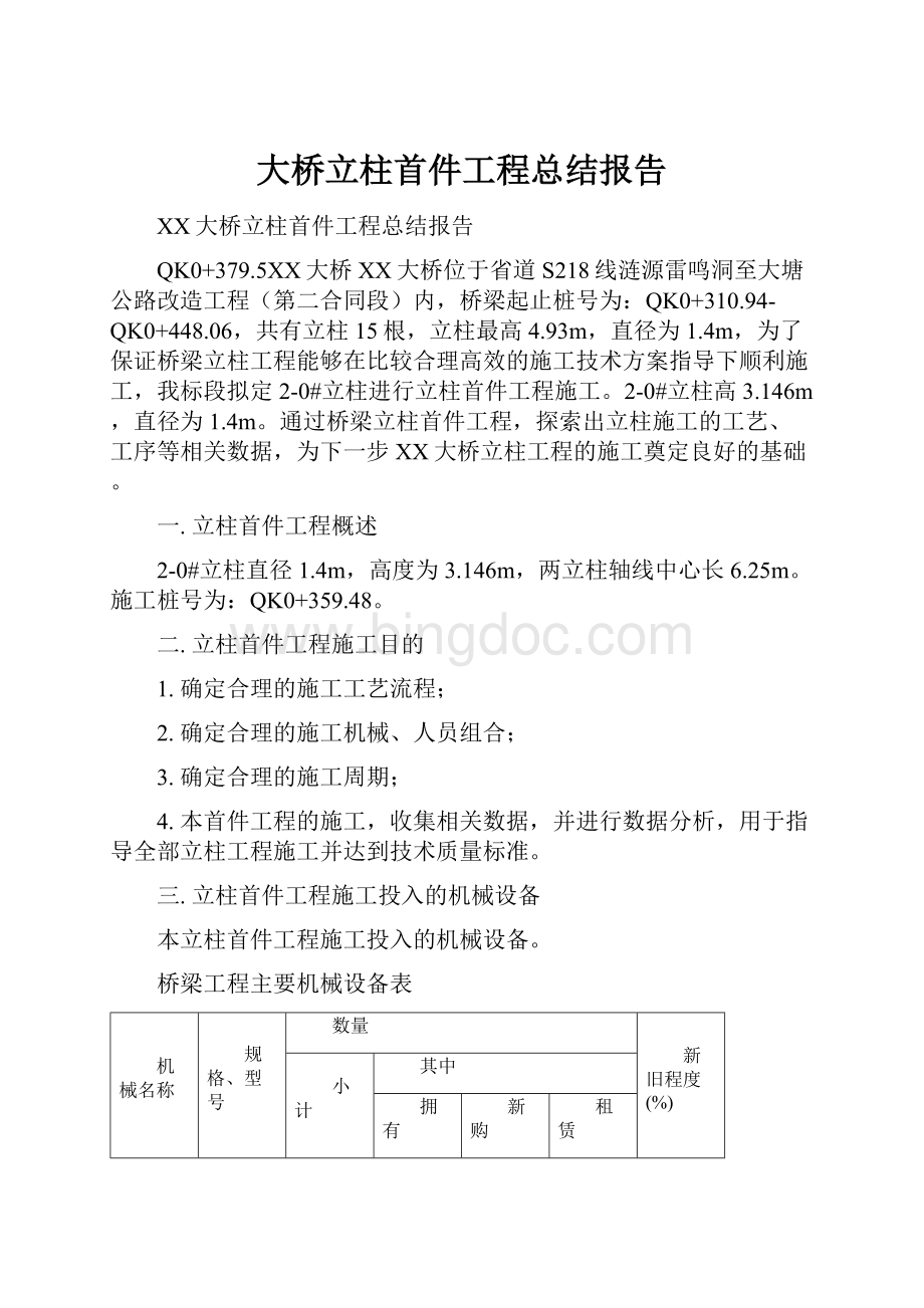 大桥立柱首件工程总结报告.docx_第1页