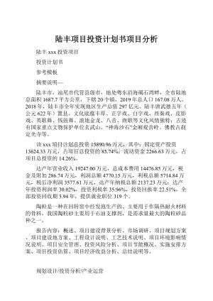 陆丰项目投资计划书项目分析.docx