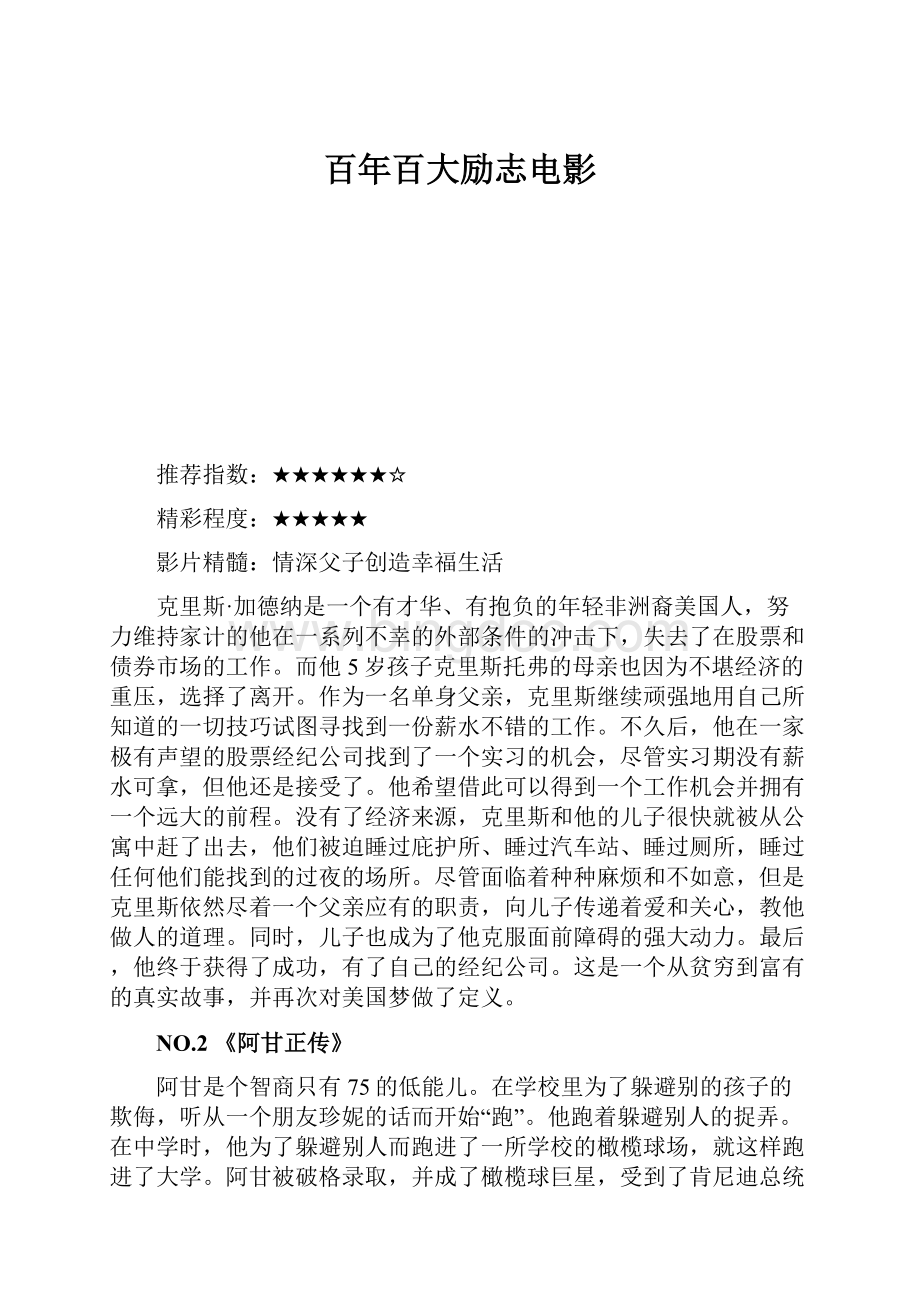 百年百大励志电影.docx_第1页