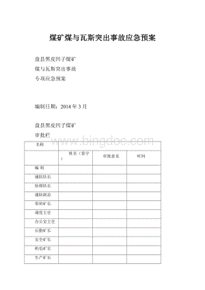 煤矿煤与瓦斯突出事故应急预案.docx