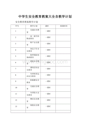 中学生安全教育教案大全含教学计划.docx