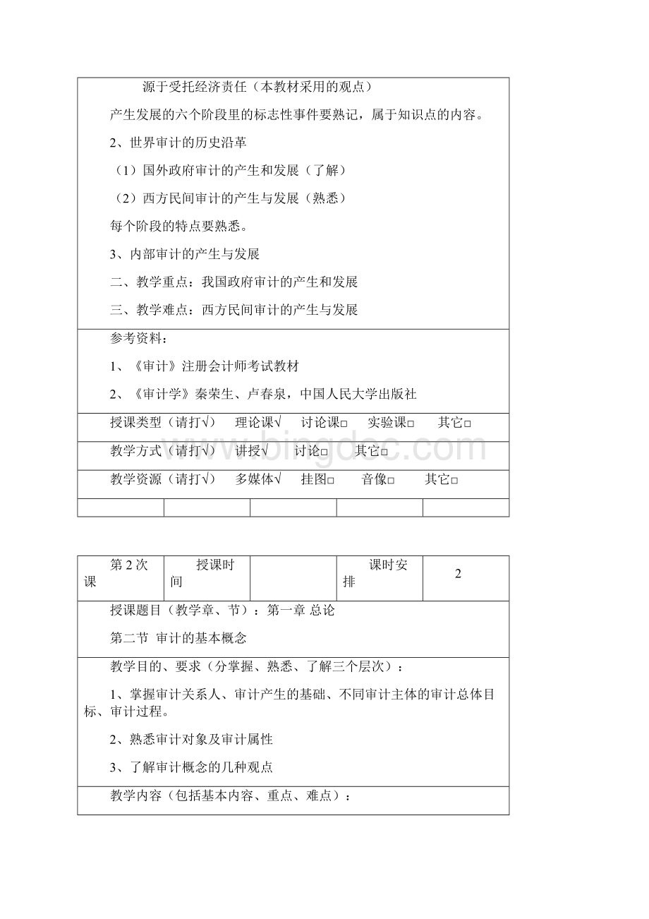 推荐精品文档审计学课程教案 精品.docx_第2页