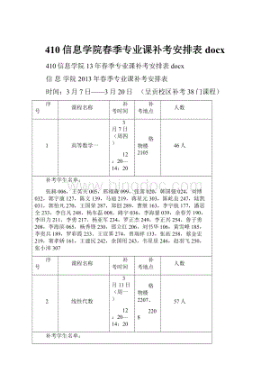 410信息学院春季专业课补考安排表docx.docx