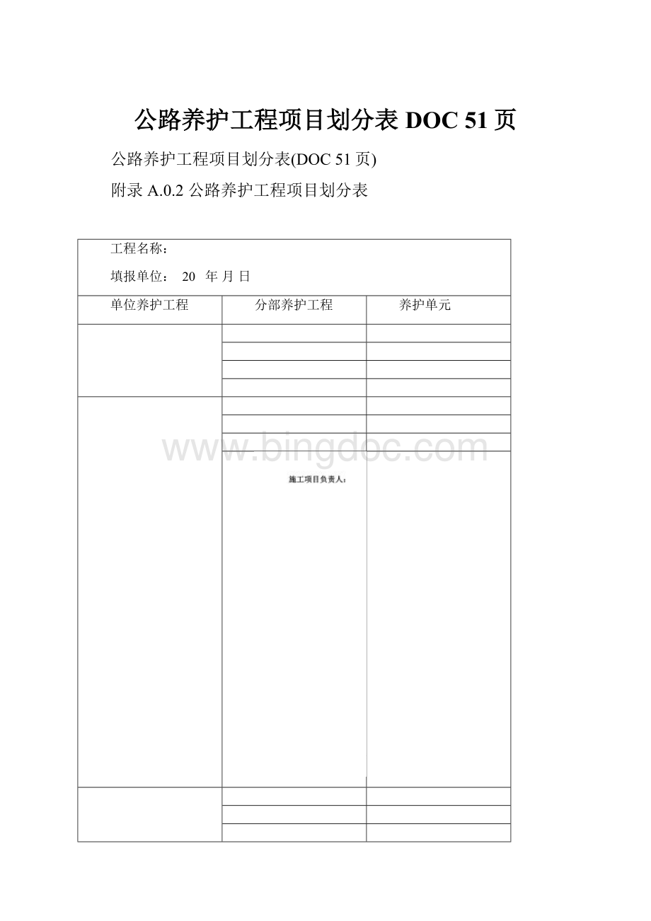 公路养护工程项目划分表DOC 51页.docx_第1页