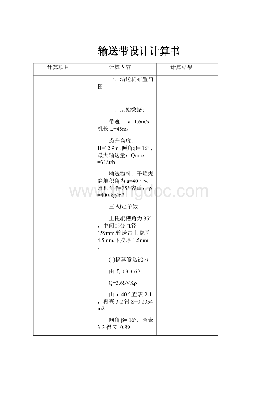 输送带设计计算书.docx