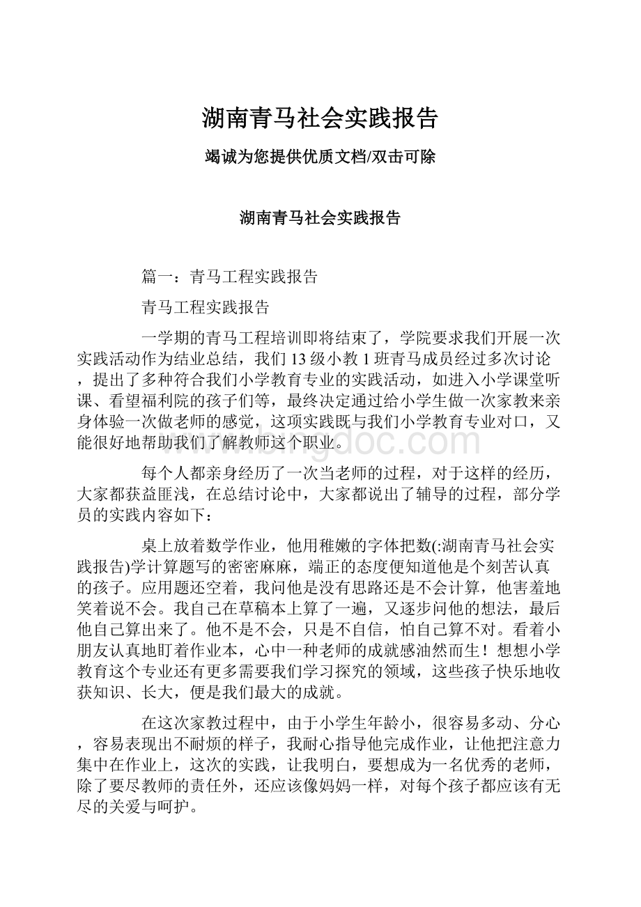 湖南青马社会实践报告.docx_第1页