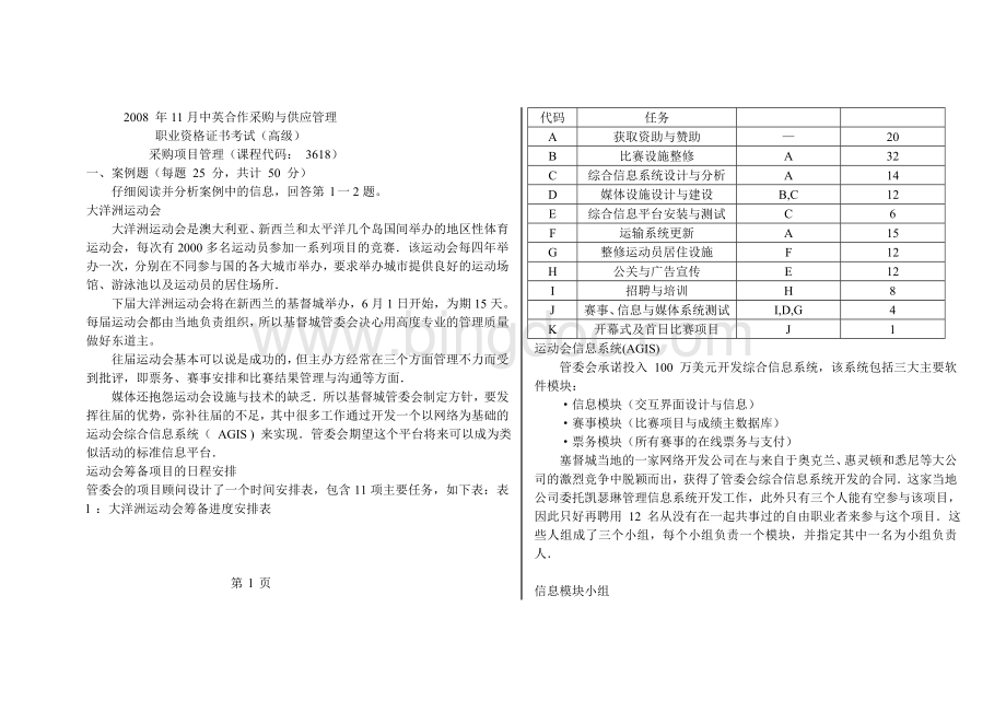 .11采购项目管理真题及答案_第1页