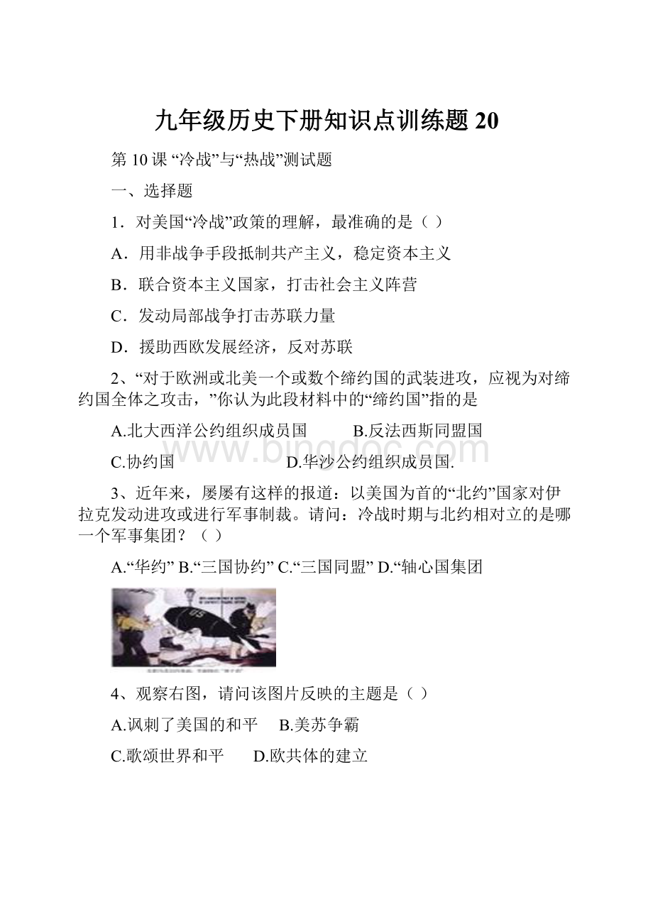 九年级历史下册知识点训练题20.docx