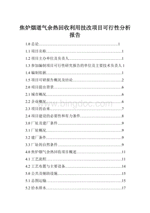 焦炉烟道气余热回收利用技改项目可行性分析报告.docx