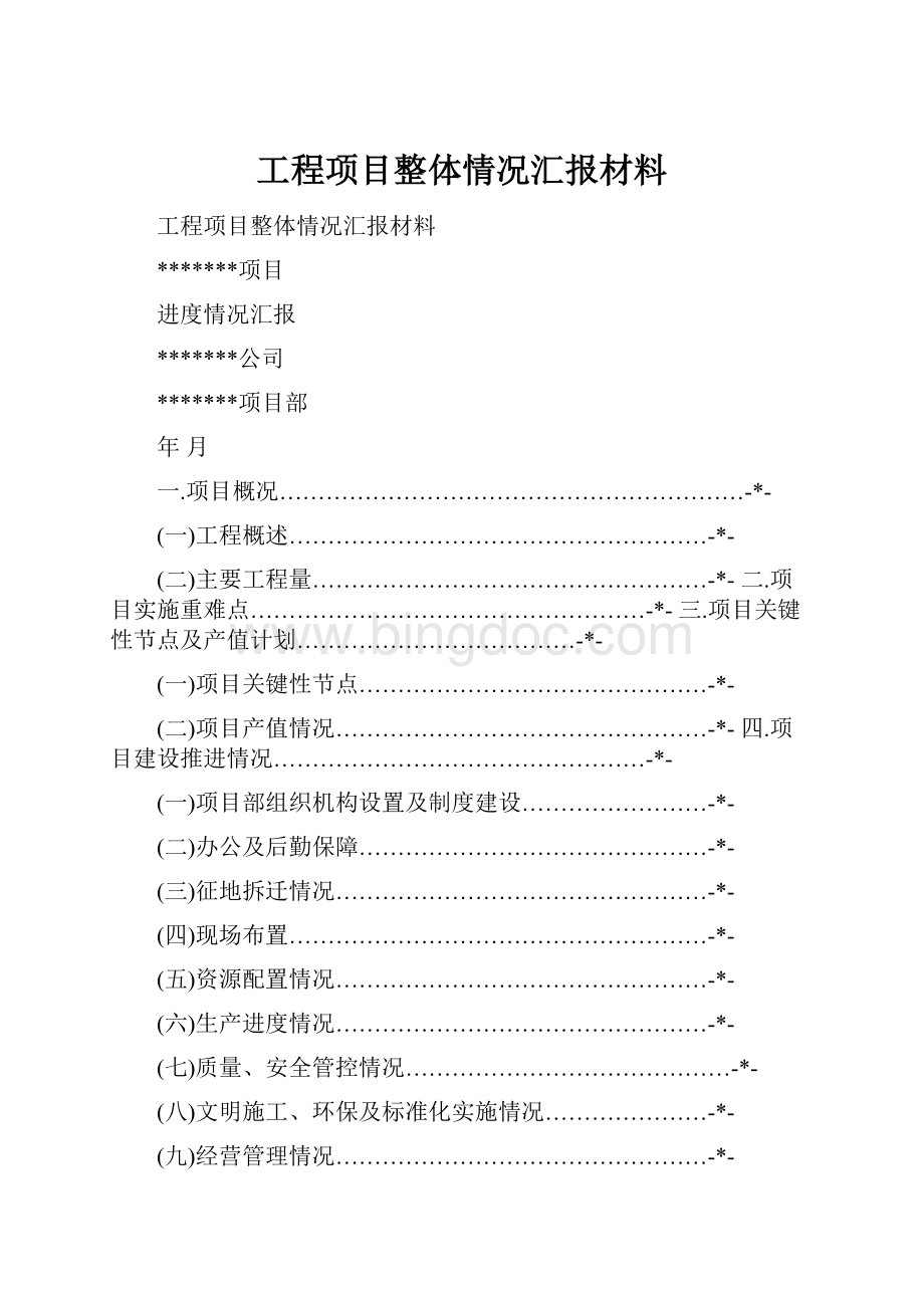 工程项目整体情况汇报材料.docx_第1页