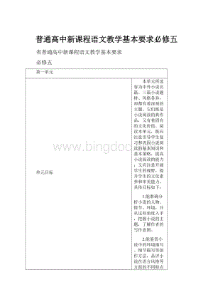 普通高中新课程语文教学基本要求必修五.docx