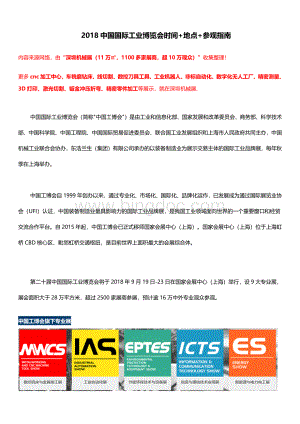 中国国际工业博览会时间+地点+参观指南+展商名录.docx