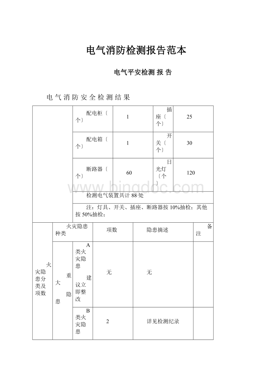 电气消防检测报告范本.docx_第1页