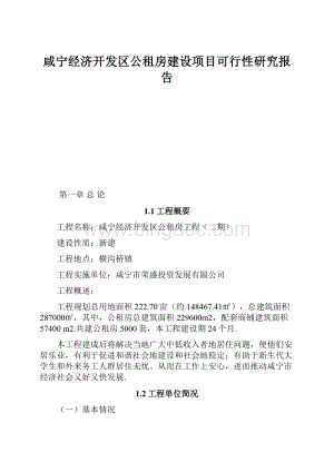 咸宁经济开发区公租房建设项目可行性研究报告.docx