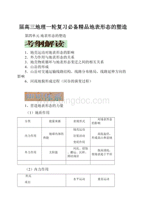 届高三地理一轮复习必备精品地表形态的塑造.docx