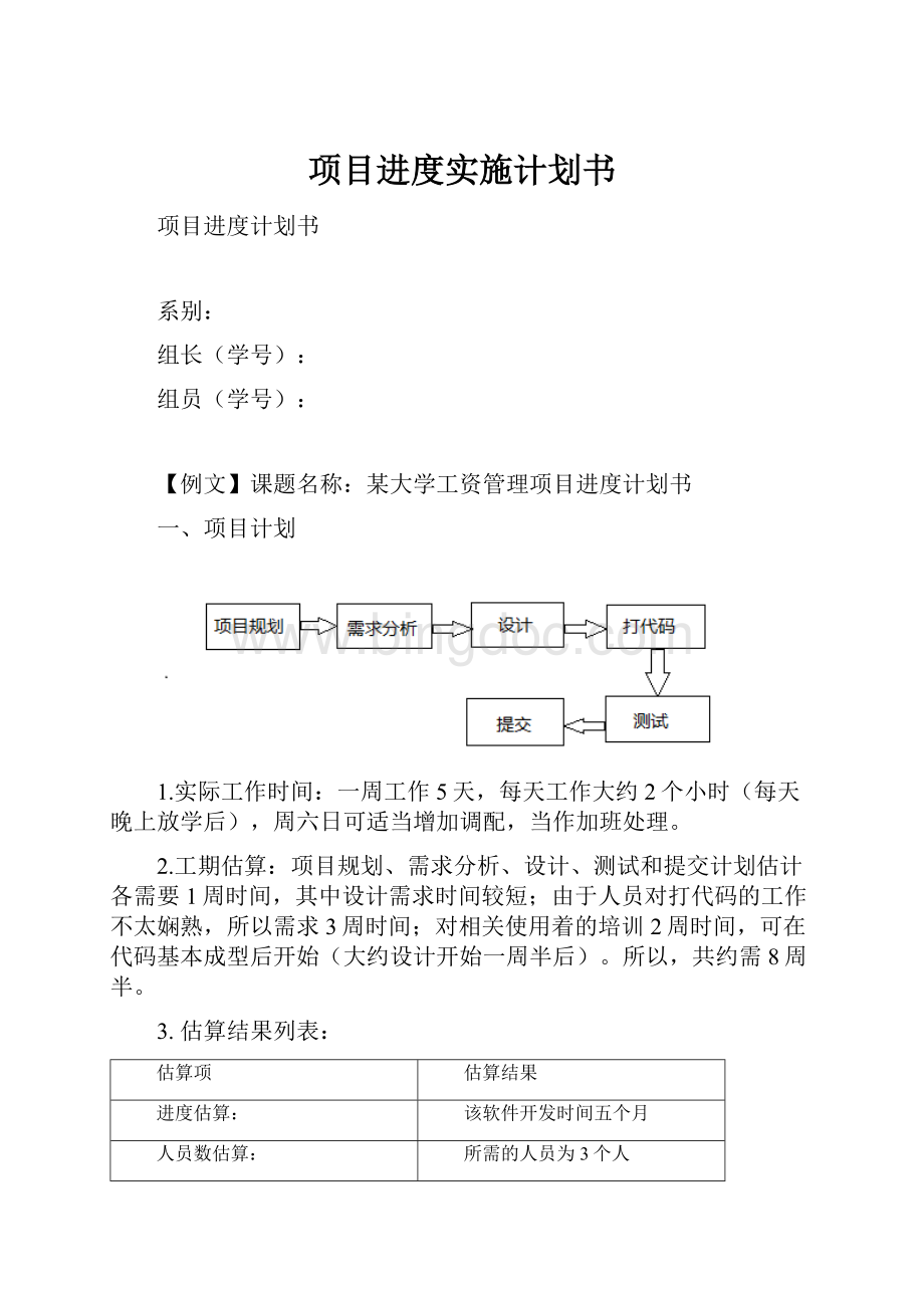 项目进度实施计划书.docx_第1页