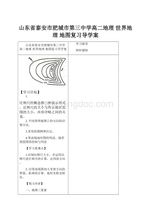 山东省泰安市肥城市第三中学高二地理 世界地理 地图复习导学案.docx