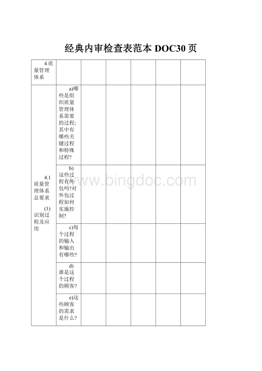 经典内审检查表范本DOC30页.docx_第1页