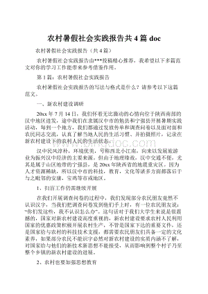 农村暑假社会实践报告共4篇doc.docx