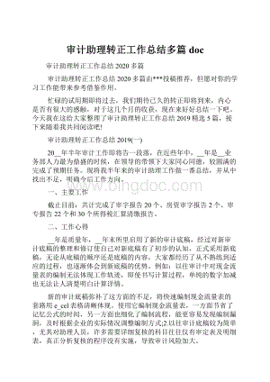 审计助理转正工作总结多篇doc.docx