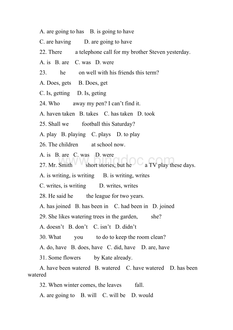 初中英语语法练习题100道1.docx_第3页