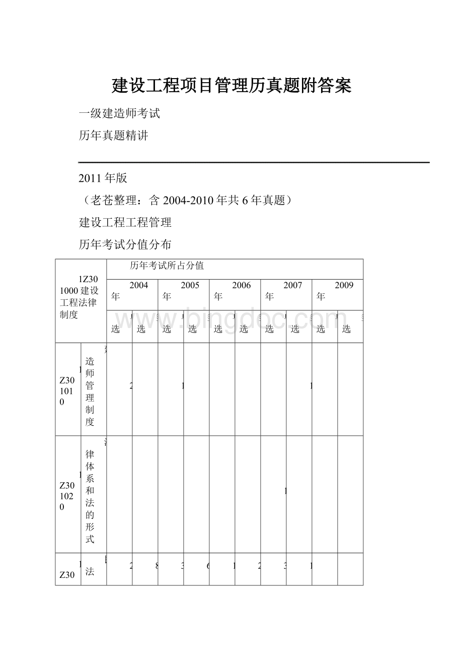 建设工程项目管理历真题附答案.docx_第1页