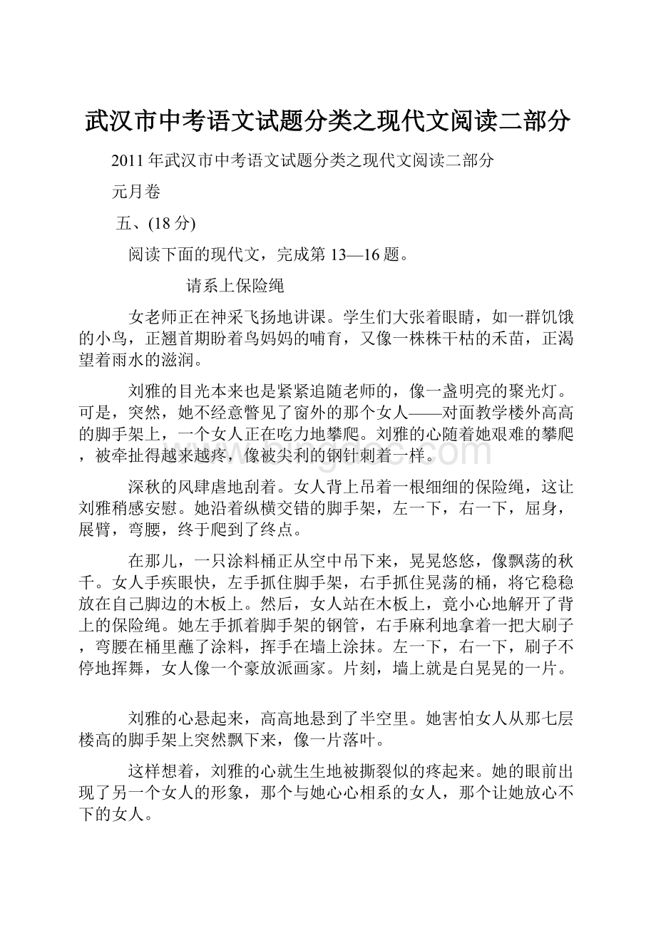 武汉市中考语文试题分类之现代文阅读二部分.docx_第1页
