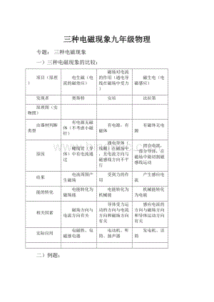 三种电磁现象九年级物理.docx